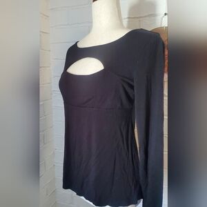 Boston Proper Black Long-Sleeve Cutout Women's Top , Size S